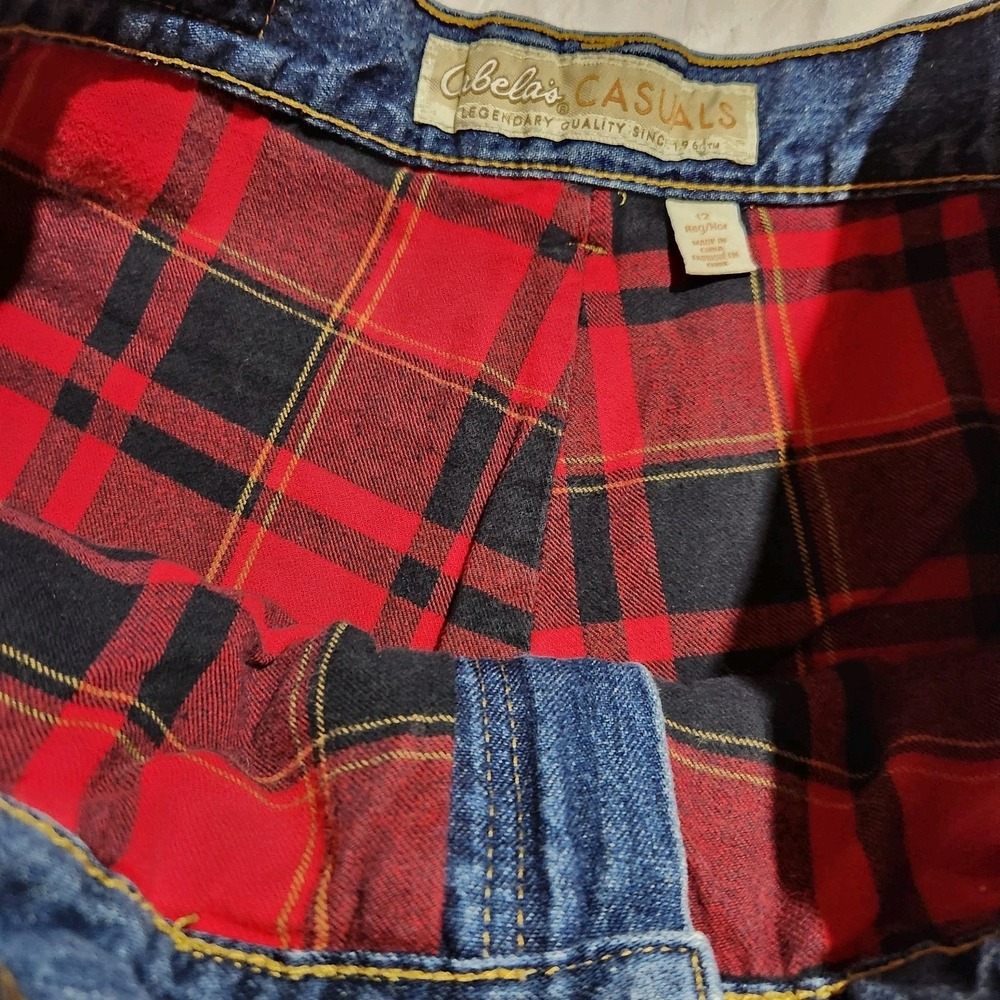 Cabela's Casuals Womens Red Fleece Lined Straight Blue Denim Jeans Size 12 - Picture 6 of 8
